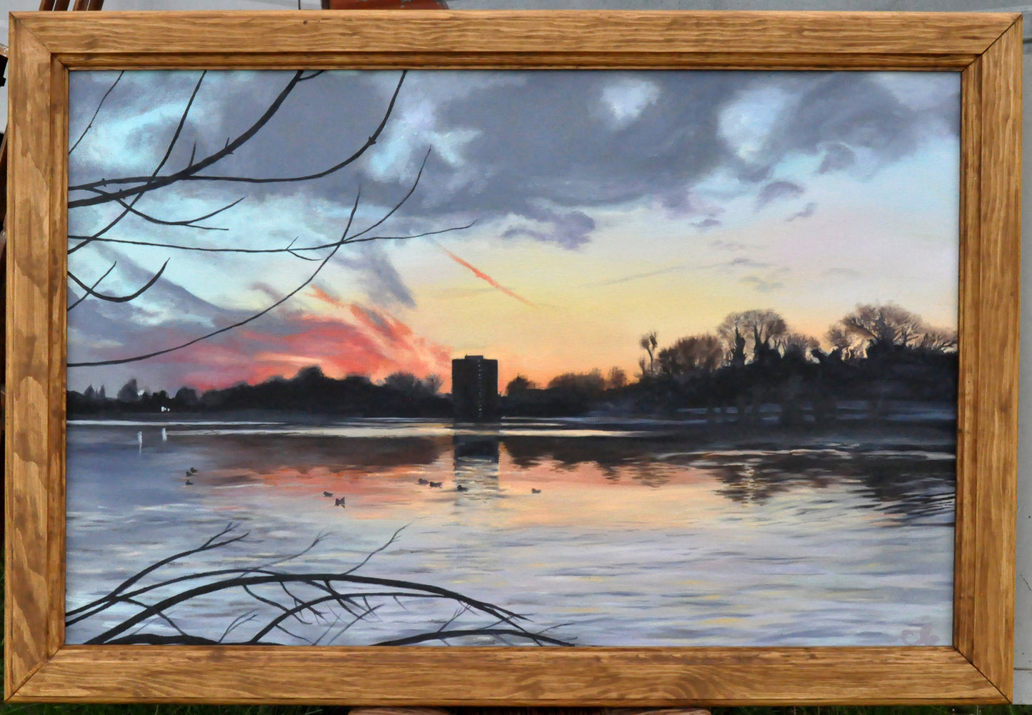 Ölgemälde | Havel in Potsdam im Sonnenuntergang